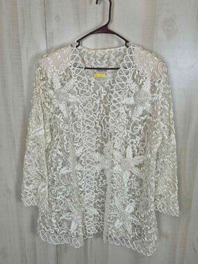 Vintage Frenchic Size 14 Lace Three Piece Skirt Suit